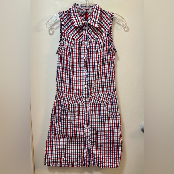 Old Navy Dresses & Skirts - Old Navy Red White Blue Button Down Dress with Pocket - size 2